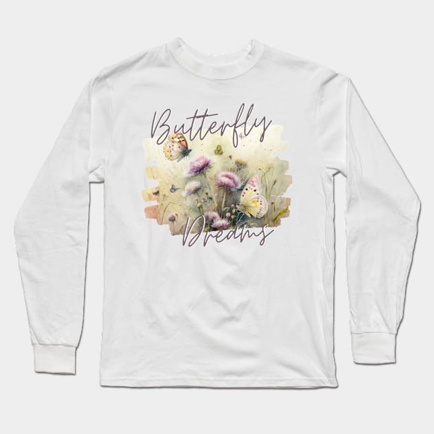 Soft Butterfly Dreams Long Sleeve T-Shirt by TheArtfulAllie